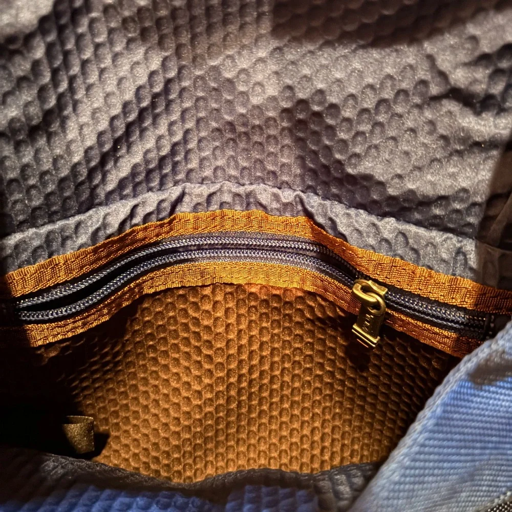 Tumi Blue Messenger Bag with Brown Trim